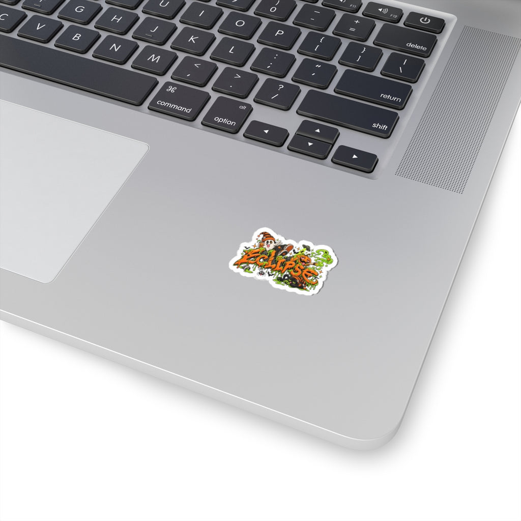 Eclipse Halloween Sticker — Spooky Pumpkin Graffiti Kiss-Cut Decal
