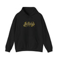 Gold Sparkle Logo Hoodie — Metallic Script Chest Graphic