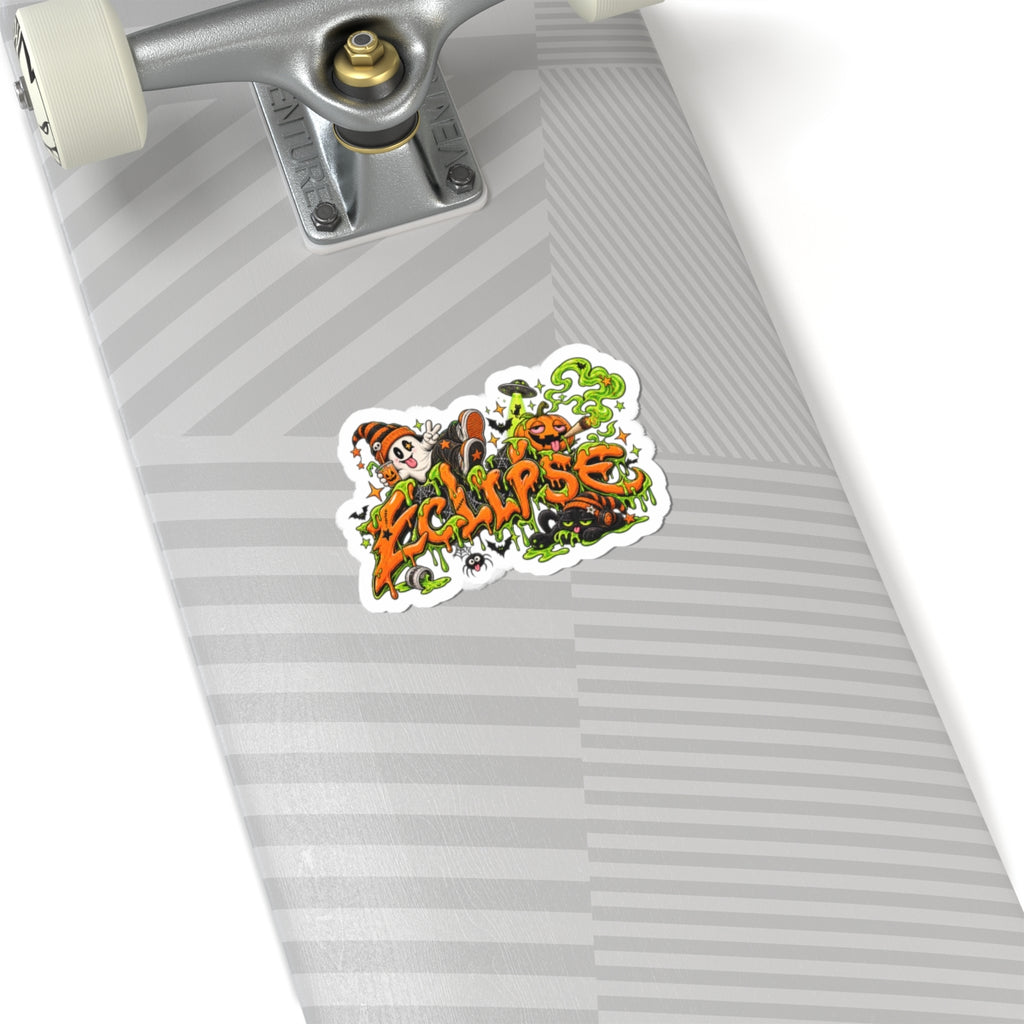 Eclipse Halloween Sticker — Spooky Pumpkin Graffiti Kiss-Cut Decal
