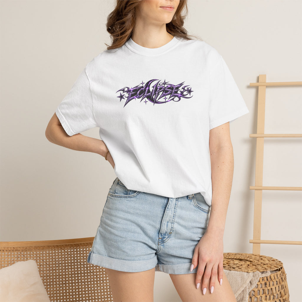 Graffiti Star Script T-Shirt — Purple Tribal Streetwear Tee