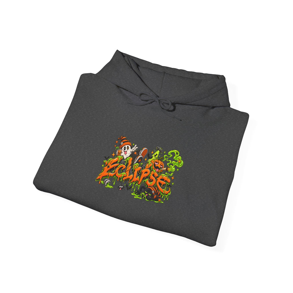 Halloween Pumpkin Horror Hoodie — "Eclipse" Graphic Hooded Sweatshirt