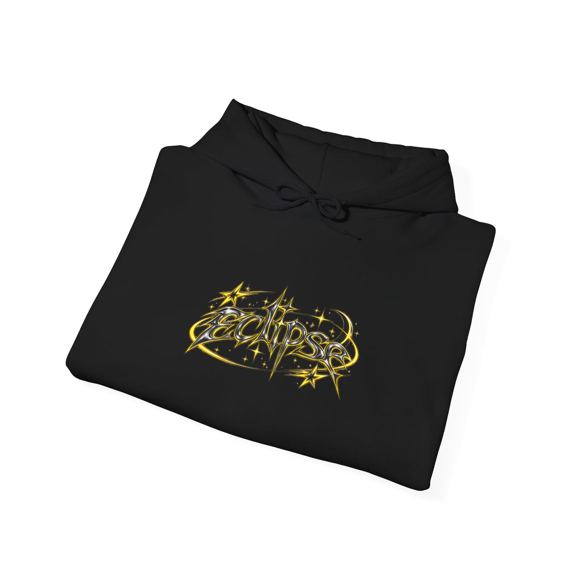 Gold Sparkle Logo Hoodie — Metallic Script Chest Graphic